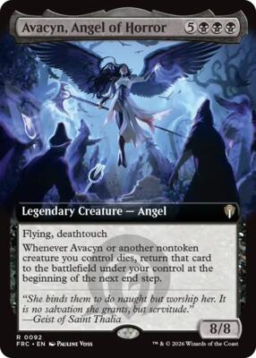 Avacyn, Angel of Horror (Extended Art) card from Commander: Reality Fracture