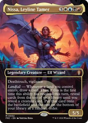 Nissa, Leyline Tamer (Borderless) card from Commander: Reality Fracture
