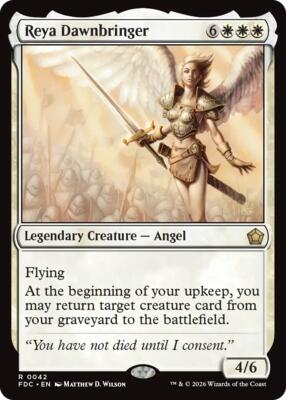 Reya Dawnbringer card from Commander: Foundations