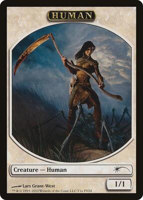 Human // Wolf Double-Sided Token card from FNM Promos