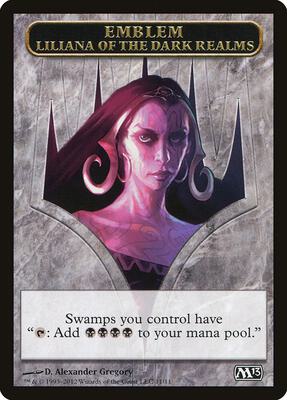 Emblem - Liliana of the Dark Realms card from Magic 2013 (M13)