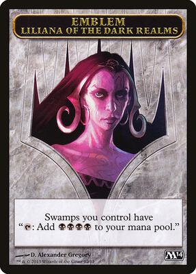 Emblem - Liliana of the Dark Realms card from Magic 2014 (M14)