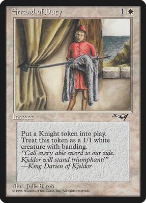 Errand of Duty (Page Holding Sword) card from Alliances