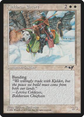 Kjeldoran Escort (Green Blanketed Dog) card from Alliances