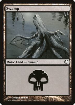 Swamp (377) card from Coldsnap Theme Deck Reprints