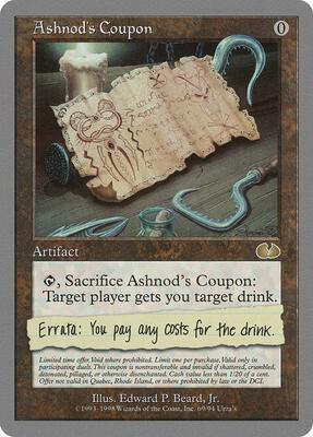 Ashnod's Coupon card from Unglued