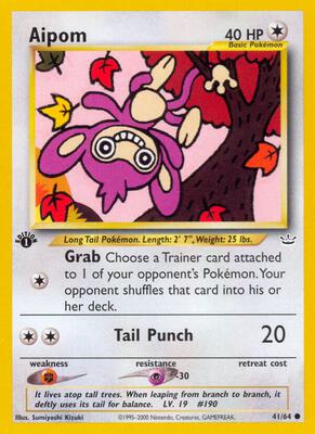 Aipom card from Neo Revelation