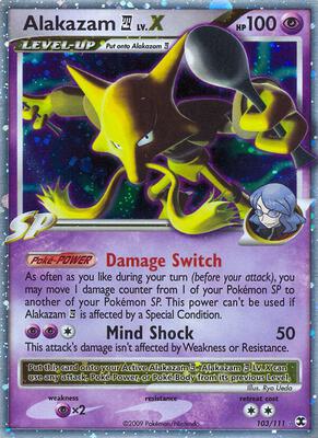 Alakazam E4 Lv.X card from Rising Rivals