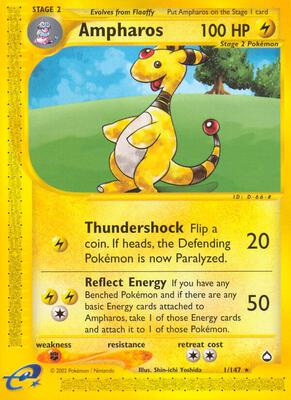 Ampharos card from Aquapolis