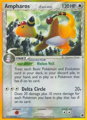 Ampharos (Delta Species) card from EX Dragon Frontiers