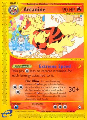 Arcanine card from Aquapolis