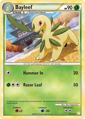 Bayleef card from HeartGold SoulSilver