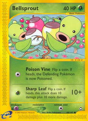 Bellsprout (68) card from Aquapolis