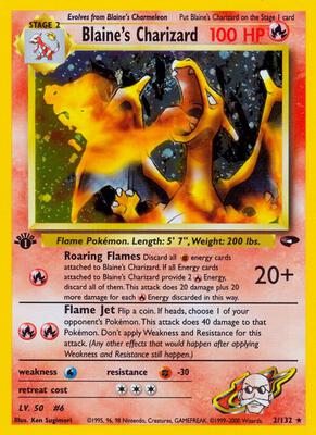 Blaine's Charizard card from Gym Challenge