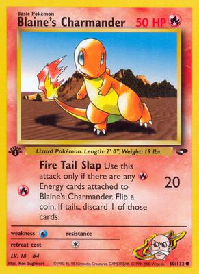 Blaine's Charmander card from Gym Challenge