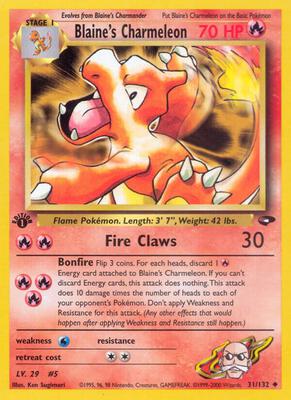 Blaine's Charmeleon card from Gym Challenge