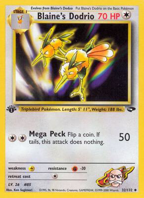 Blaine's Dodrio card from Gym Challenge