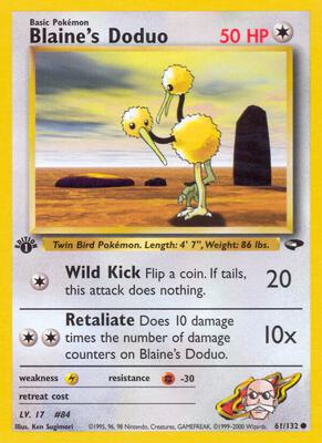 Blaine's Doduo card from Gym Challenge
