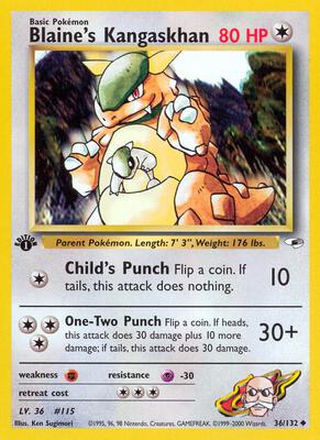 Blaine's Kangaskhan card from Gym Heroes