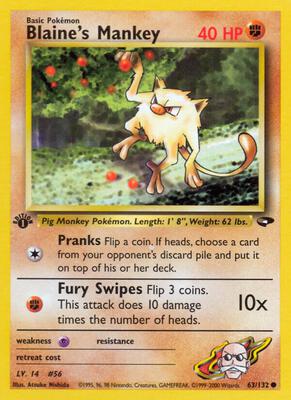 Blaine's Mankey card from Gym Challenge