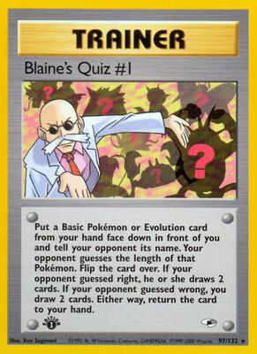 Blaine's Quiz #1 card from Gym Heroes