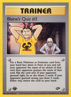 Blaine's Quiz #3 card from Gym Challenge