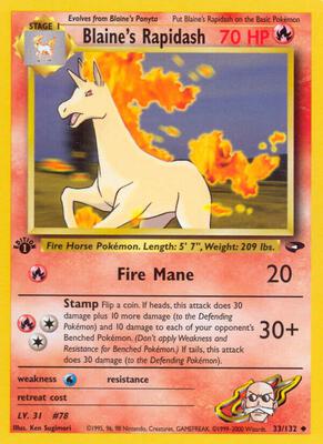 Blaine's Rapidash card from Gym Challenge