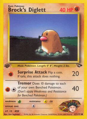 Brock's Diglett card from Gym Challenge