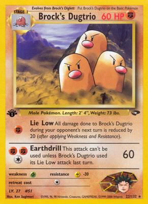 Brock's Dugtrio card from Gym Challenge