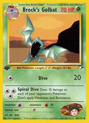 Brock's Golbat card from Gym Heroes