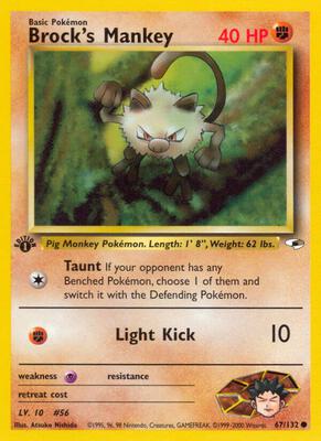 Brock's Mankey (67) card from Gym Heroes
