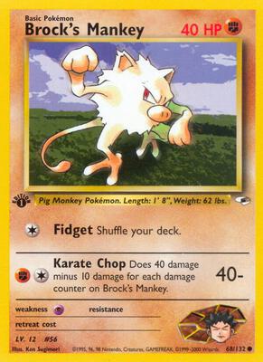 Brock's Mankey (68) card from Gym Heroes
