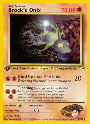 Brock's Onix (21) card from Gym Heroes