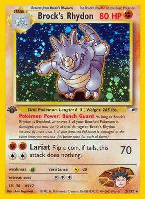 Brock's Rhydon card from Gym Heroes