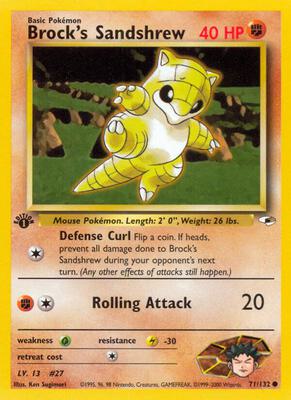 Brock's Sandshrew (71) card from Gym Heroes