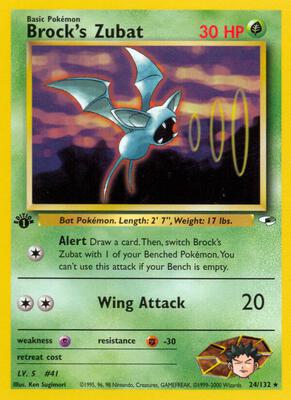 Brock's Zubat (24) card from Gym Heroes