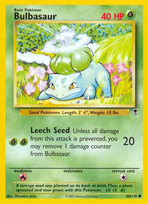 Bulbasaur card from Legendary Collection