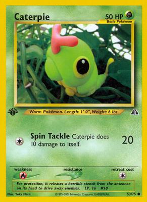 Caterpie card from Neo Discovery
