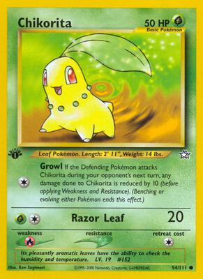 Chikorita (54) card from Neo Genesis