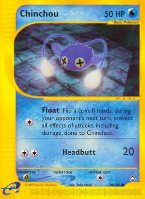 Chinchou (70) card from Aquapolis