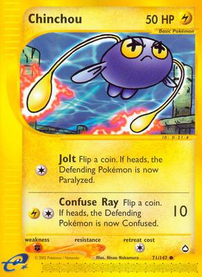 Chinchou (71) card from Aquapolis