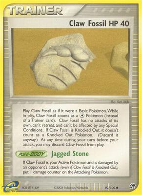 Claw Fossil card from EX Sandstorm