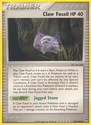 Claw Fossil card from EX Power Keepers