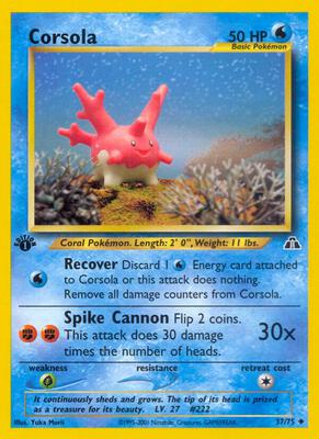 Corsola card from Neo Discovery