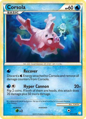 Corsola card from HeartGold SoulSilver