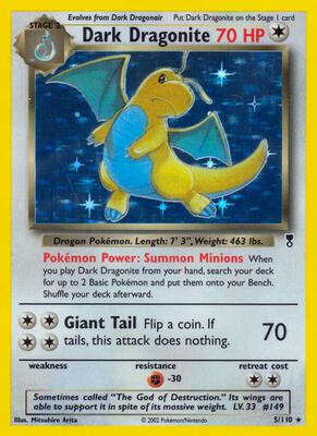 Dark Dragonite card from Legendary Collection