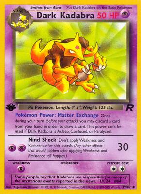 Dark Kadabra card from Team Rocket