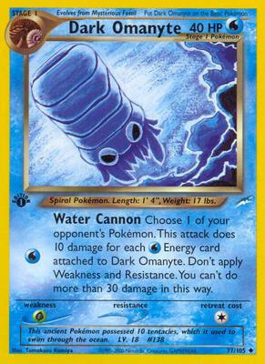 Dark Omanyte card from Neo Destiny
