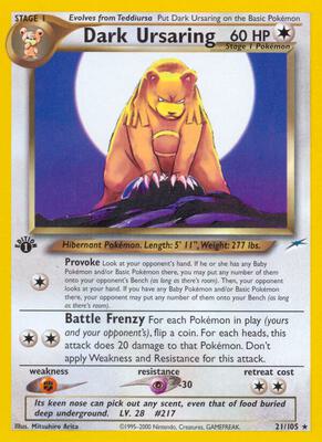 Dark Ursaring card from Neo Destiny