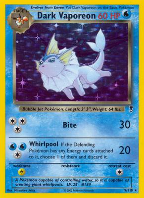 Dark Vaporeon card from Legendary Collection